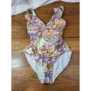 Lauren Ralph Lauren Size 6 Majestic Paisley 1 Piece Ruffles Bathingsuit